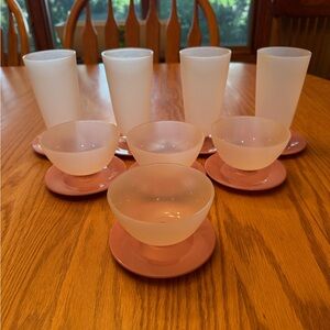 Set of 8 Vintage Pink Tupperware Cups/Bowls